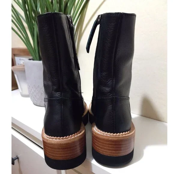 Paloma Barceló Black Leather Platform Ankle Boots - Picture 5 of 10